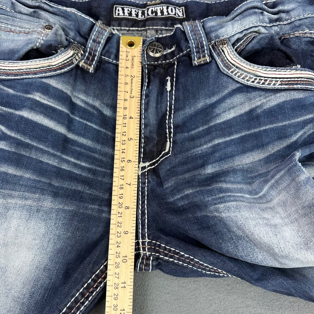 Affliction Blake Black Premium Mens Jeans 32 Dark Wash Embroidered Strt Leg Y2K - Picture 6 of 13